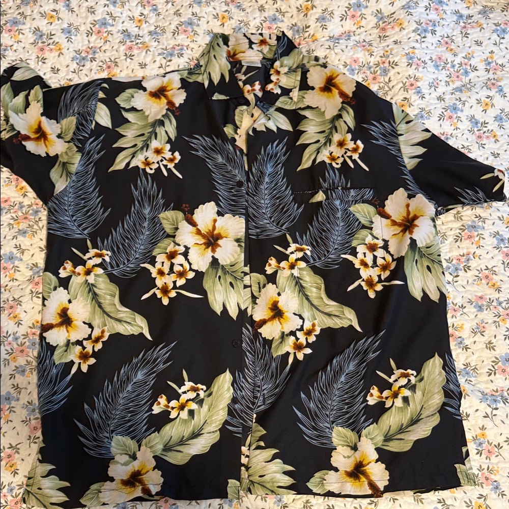 Rima Imar Black Floral Casual Button Down Shirt